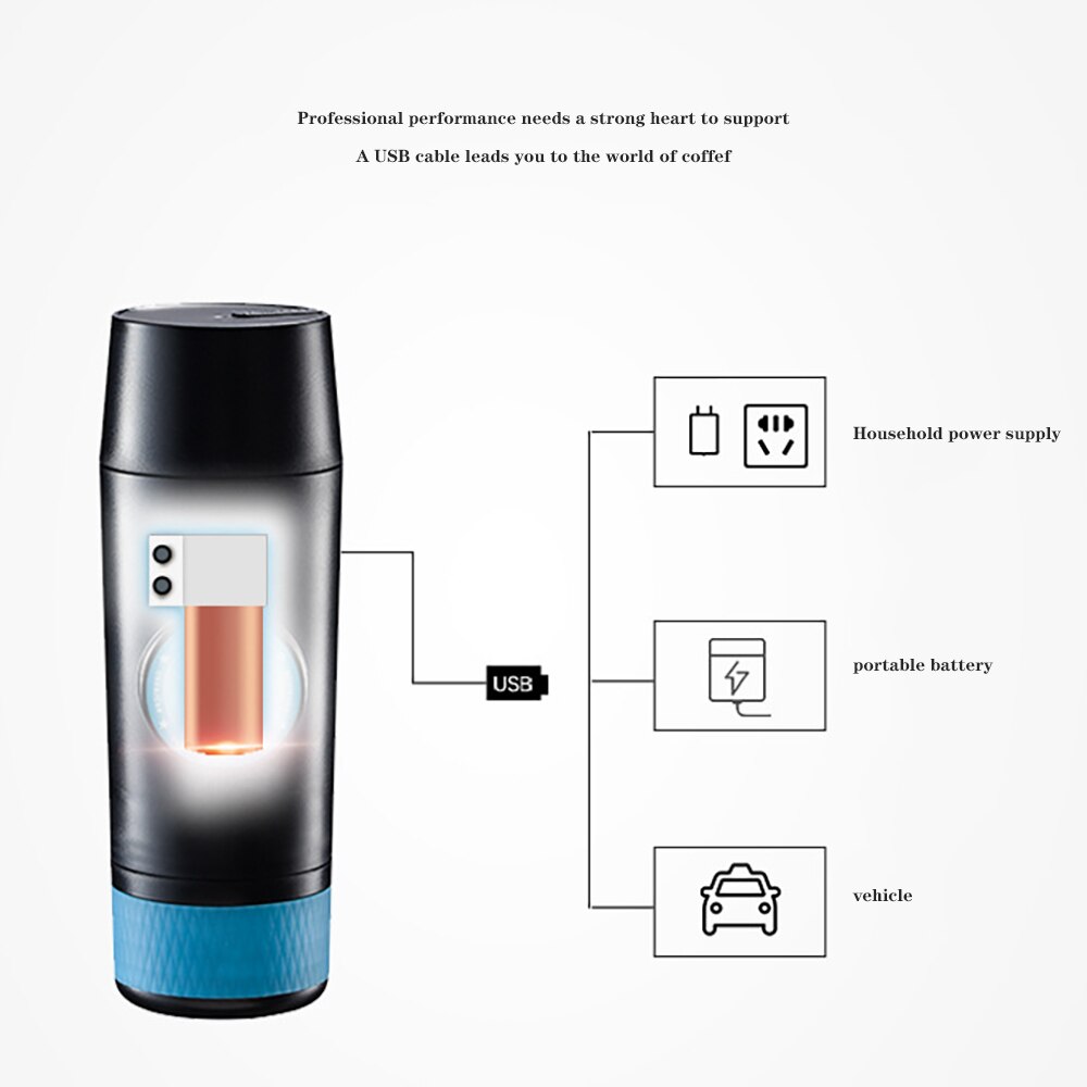 Mini espresso portable coffee machine electric USB and cold extraction coffee powder capsules