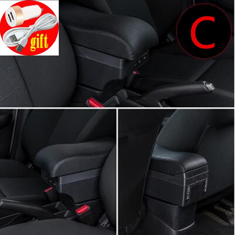 Leather Car Armrest Stroage Box for Chevrolet Spark Interior Parts Center Console Armrest: C style Beige