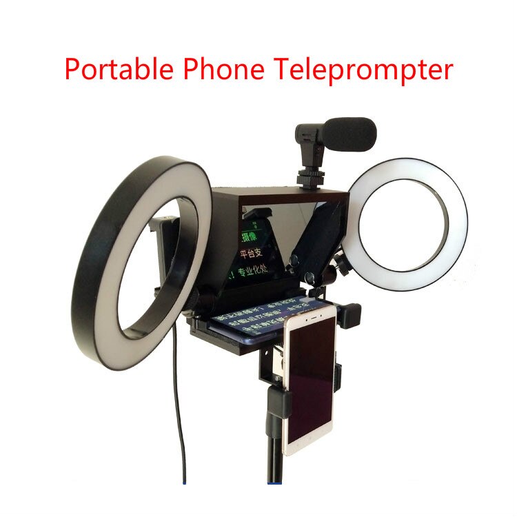 Draagbare Snellere Smartphone Teleprompter Met Afstandsbediening Voor Nieuws Live Interview Speech Voor Mobiele Telefoon