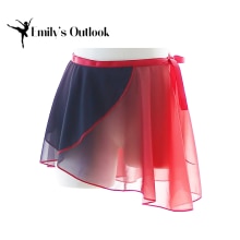 Faldas cortas de gasa para Ballet para mujer y niña, Ropa de baile ligera suave, falda de Ballet de Color contrastante negro-rojo