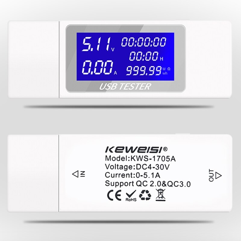 USB Tester Digital Voltmeter Strom Spannung Ladegerät Kapazität Detektor Anzeige