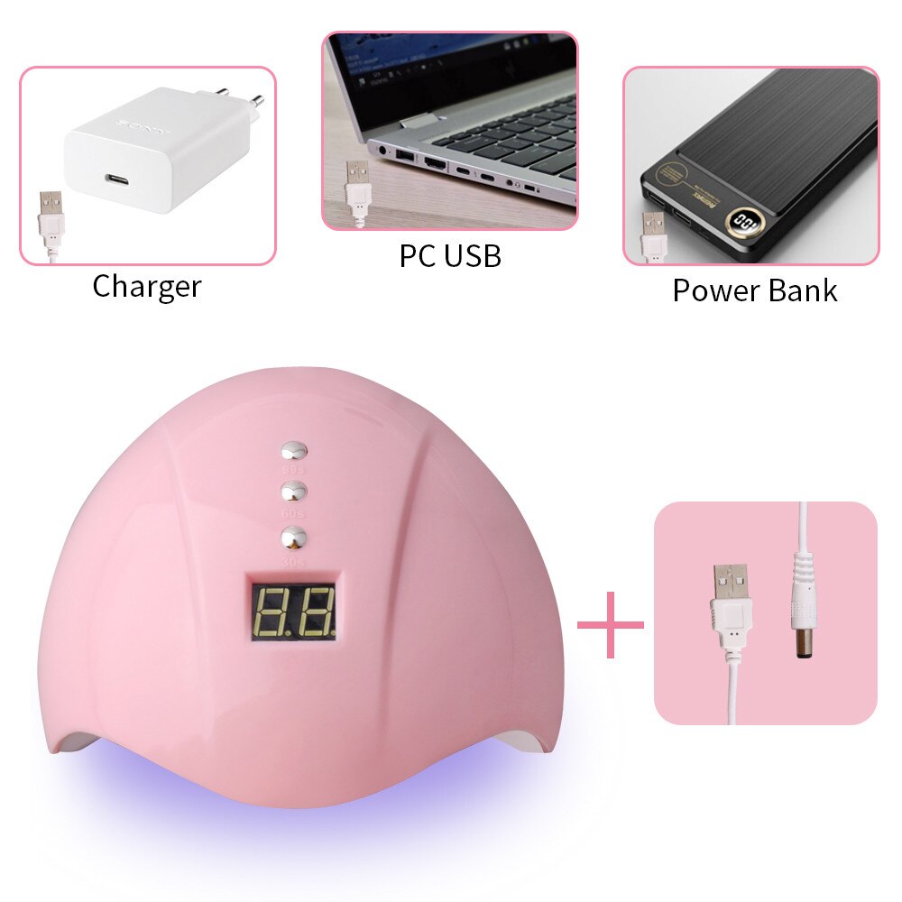 Usb Nail Dryer Led Uv Lamp 36W Voor Alle Gels 12 Leds Uv Lamp Nail Art Manicure Tool Curing 30 S/60 S/99 S Timer Sneldrogende Machine