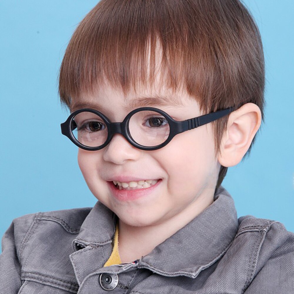 Babybriller størrelse 37mm uden skruesikker bøjelig med rem, fleksibel optisk børneramme og plano-linser, briller til børn