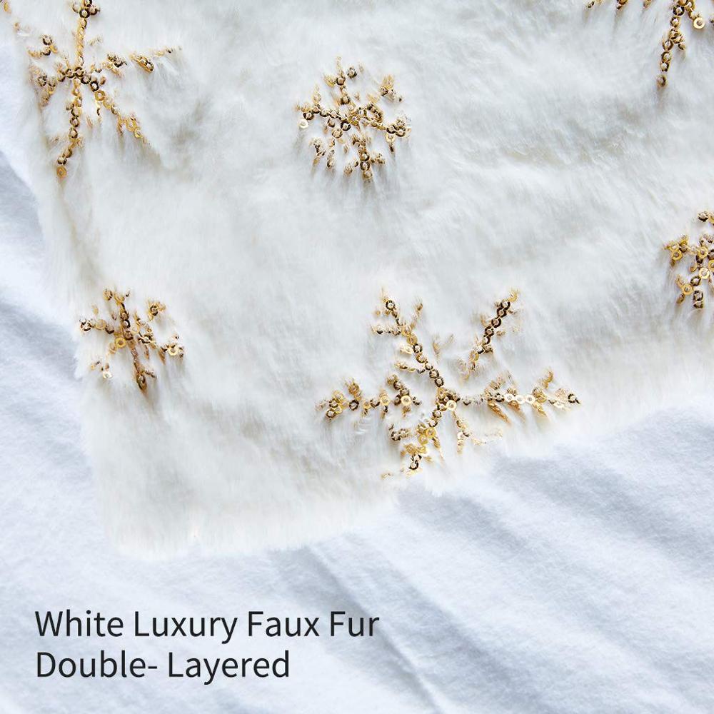 Christmas Tree Skirt Large White Luxury Faux Fur Tree Skirt Christmas Decorations Thick Plush Tree Xmas Ornaments