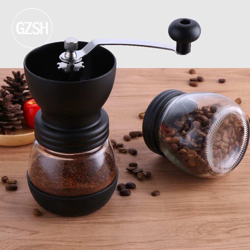 Coffee Tools Manual Ceramic Burr Coffee Bean Grinder with Fortified Glass Storage Jar Durable Cafe Bean Mill Coffee Maker