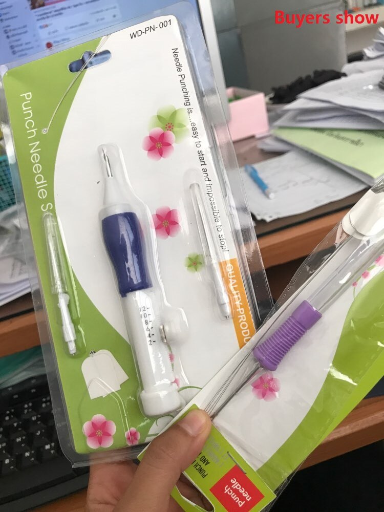 Plastic Magic Embroidery Pen Punch Needle Set Interchangeable Knitting Needles DIY Crafts Pen Punch Needle Sewing Accessories