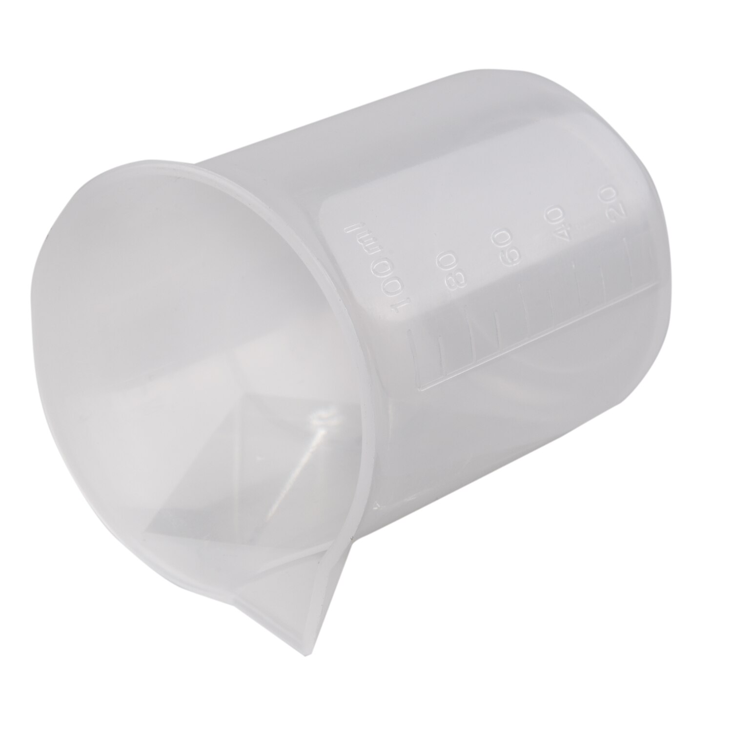 Clear White Plastic 100mL Measuring Cup Beaker for Lab Kitchen