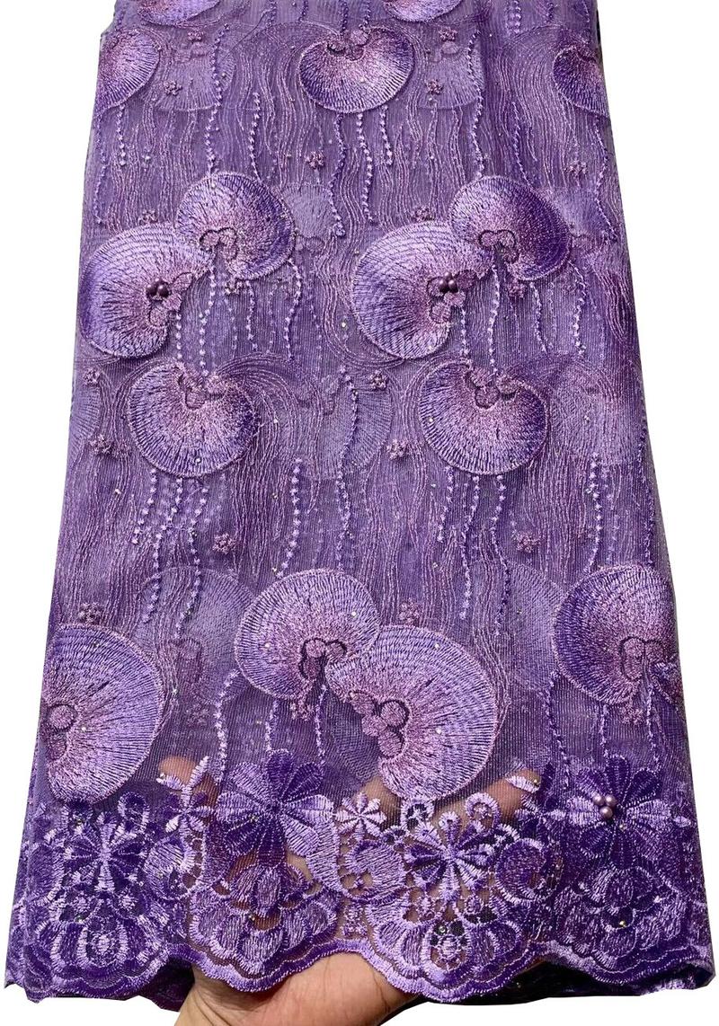 Nigerian Laces Fabrics 2022 Tulle African Laces Stones Fabric Wedding African French Net Lace VLL8569 Grey: AS PIC9