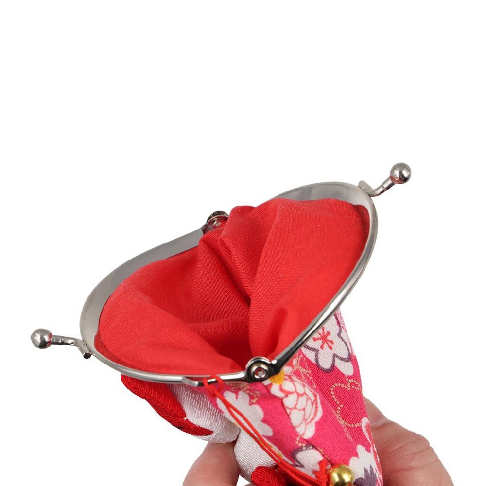 Retro Japanese Style Maneki Neko Coin Purse Doll Flower Printing Lucky Cat Clutch Bag Storage Bag Wallets Card Holder Women