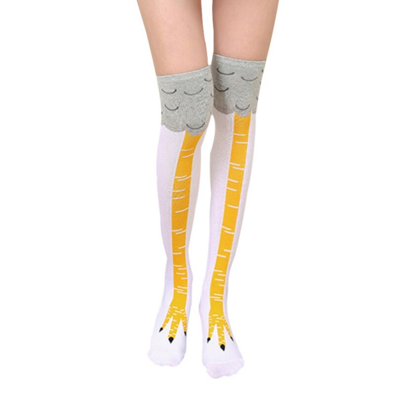 3D Funny Chicken Winter Autumn Women's Socks Cartoon Thigh High Sock cute Thin Toe Feet Socks Halloween Party cosplayD: Y / S