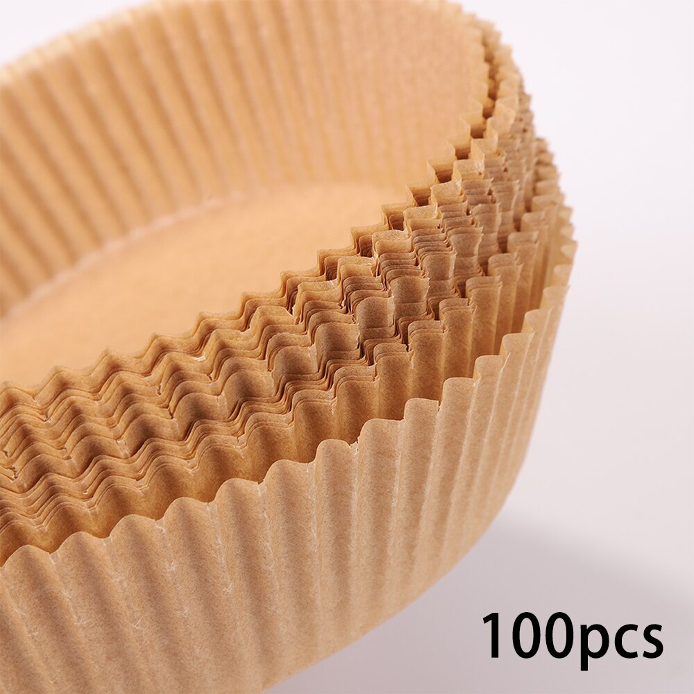Tapis de revêtement en papier jetable pour friteuse à Air, 100 pièces, rond, pâte de bois, pour cuisson à la vapeur, huile de cuisson