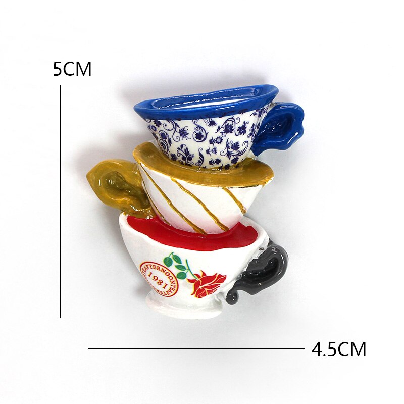 Imán de nevera biónico para alimentos, palo de refrigerador magnético , plátano, mango, fresa, zanahoria, modelo de taza, decoración de refrigerador: three cups