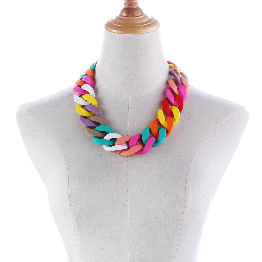 Fishsheep Verklaring Acryl Kleurrijke Chunky Collier Voor Vrouwen Matte Lange Ketting Grote Hangers Kettingen Sieraden