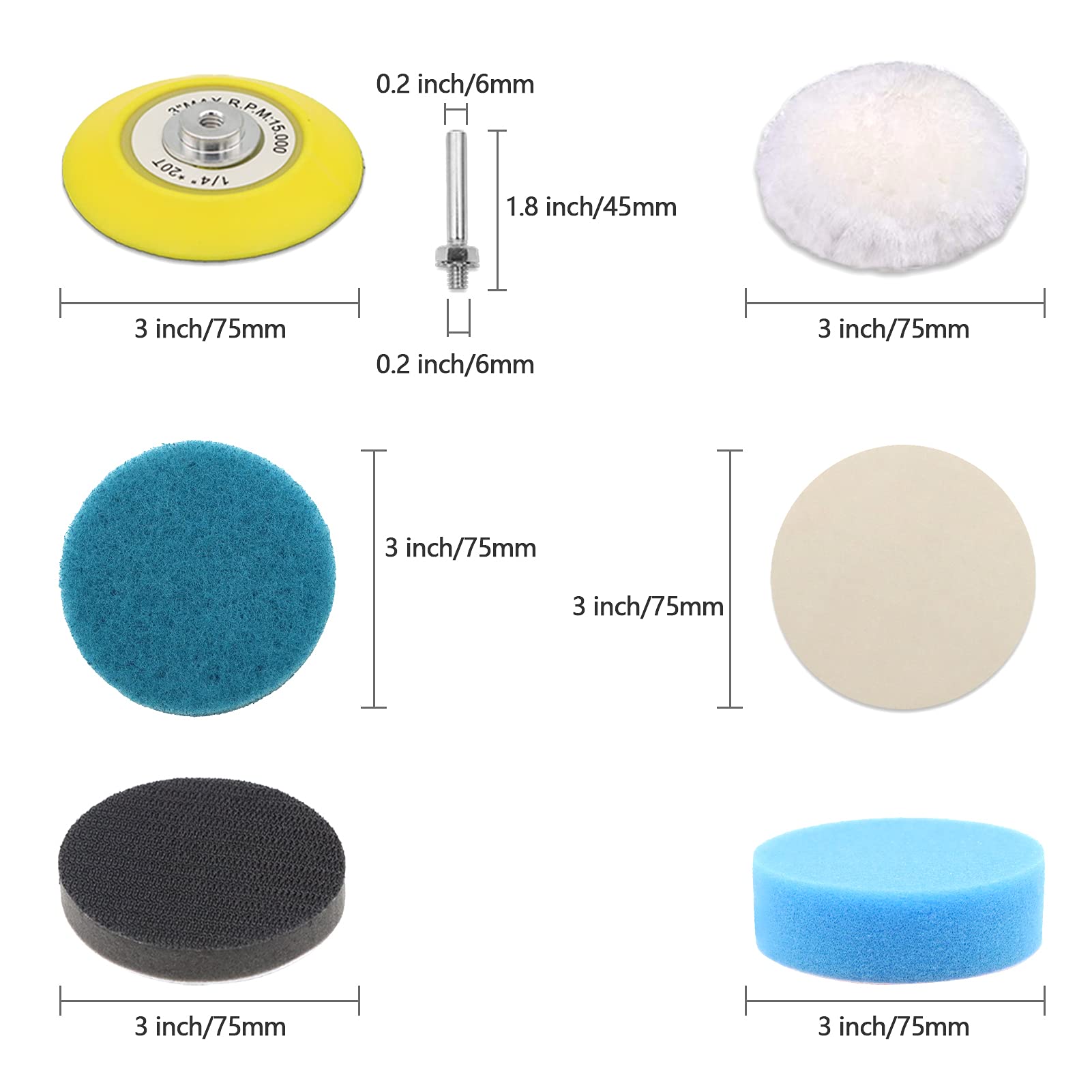 Kit de restauration des phares de voiture Disque de polissage de 3 pouces avec éponge de polissage de voiture Tampon d'interface doux