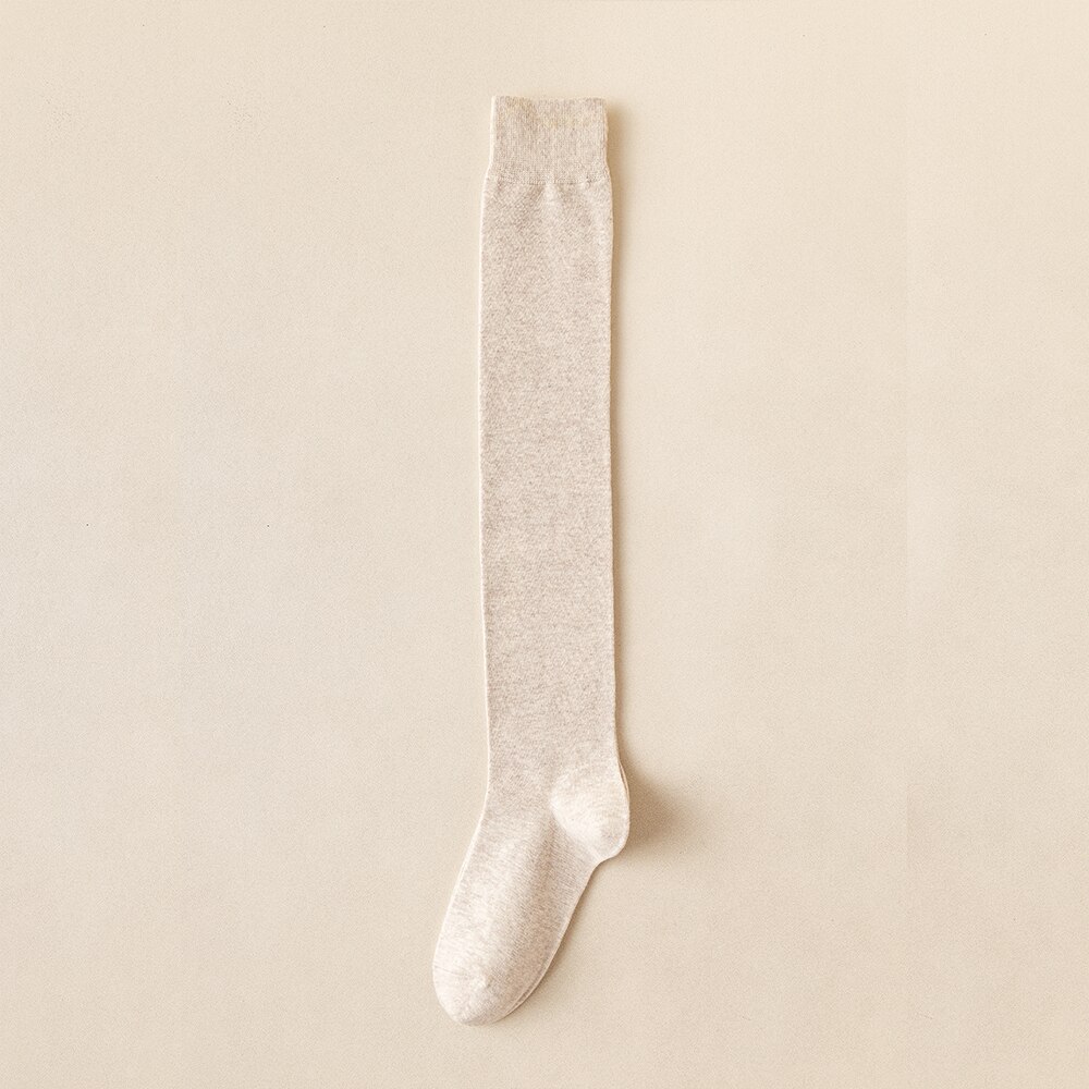 Salina Vrouwen Sokken Katoen Buis Over De Knie Winter Lente Jaar Effen Kleur Mode Persoonlijkheid Leisure Sport Comfortabele: Creamy White