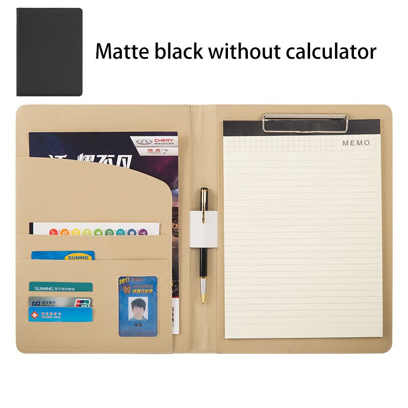 335*240mm A4 multifunktions Geschäft Büro Gewidmet Ordner Vertriebsleiter Leder Clip/vertragsunterzeichnung Carpetas Pasta Escolar: matt Schwarz ohne