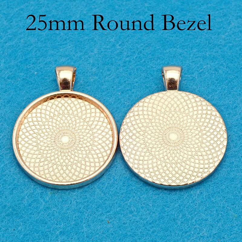 50 pcs - 25mm Round Pendant Tray, 25mm Cameo Setting, Round Pendant Bezel, 1 INch Pendant Blank Cabochon Setting: Rose Gold