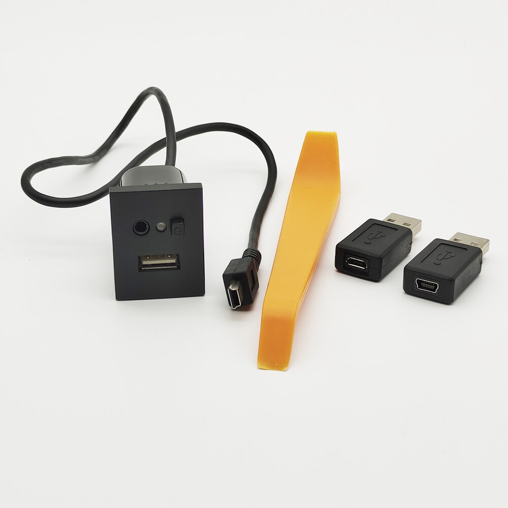 Bil usb aux slot input adapter kabel usb interface stik knap til ford focus 2 mk2: Sort 1 sæt