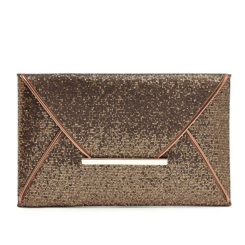 Kvinder damer brude fest aften fest kuvert pailletter clutch taske håndtaske: Kaffe