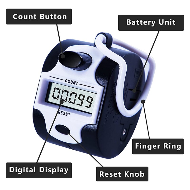 Handy Counter Click Manual Digital Clicker Stitch Tally Counters Finger Mechanical Palm Handheld Pitch 5-Digit Display
