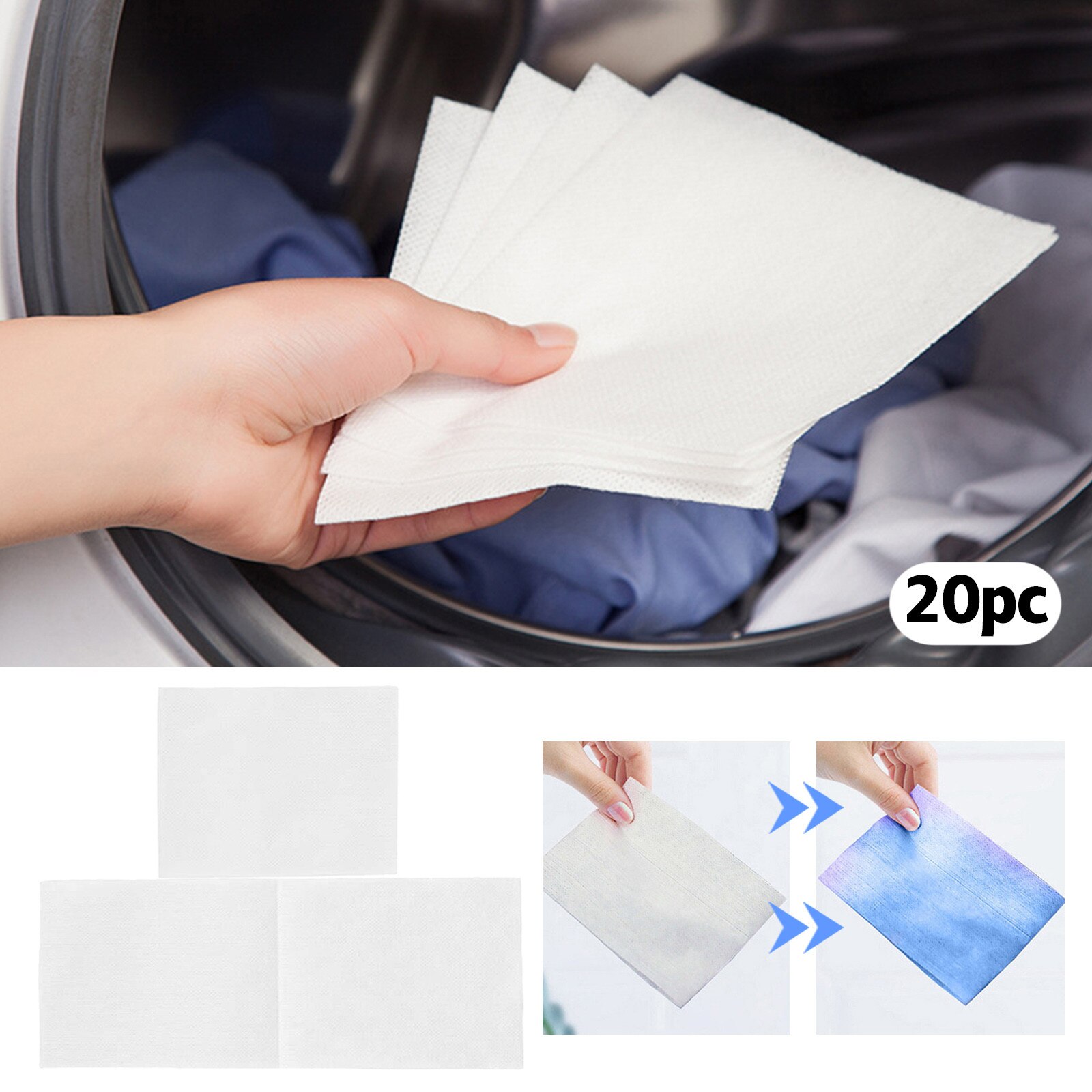 20pc Dyeing Cloth Washing Machine Use Mixed Dyeing Proof Color Absorption Sheet Anti Dyed Cloth Laundry Grabber Cloth