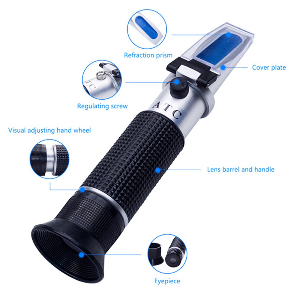 0-32% Brix Refractometer 0-28% Salinometer 2 in 1 Concentration Detector Salinity Tester Brix Meter Sugar Analyser Salty Monitor