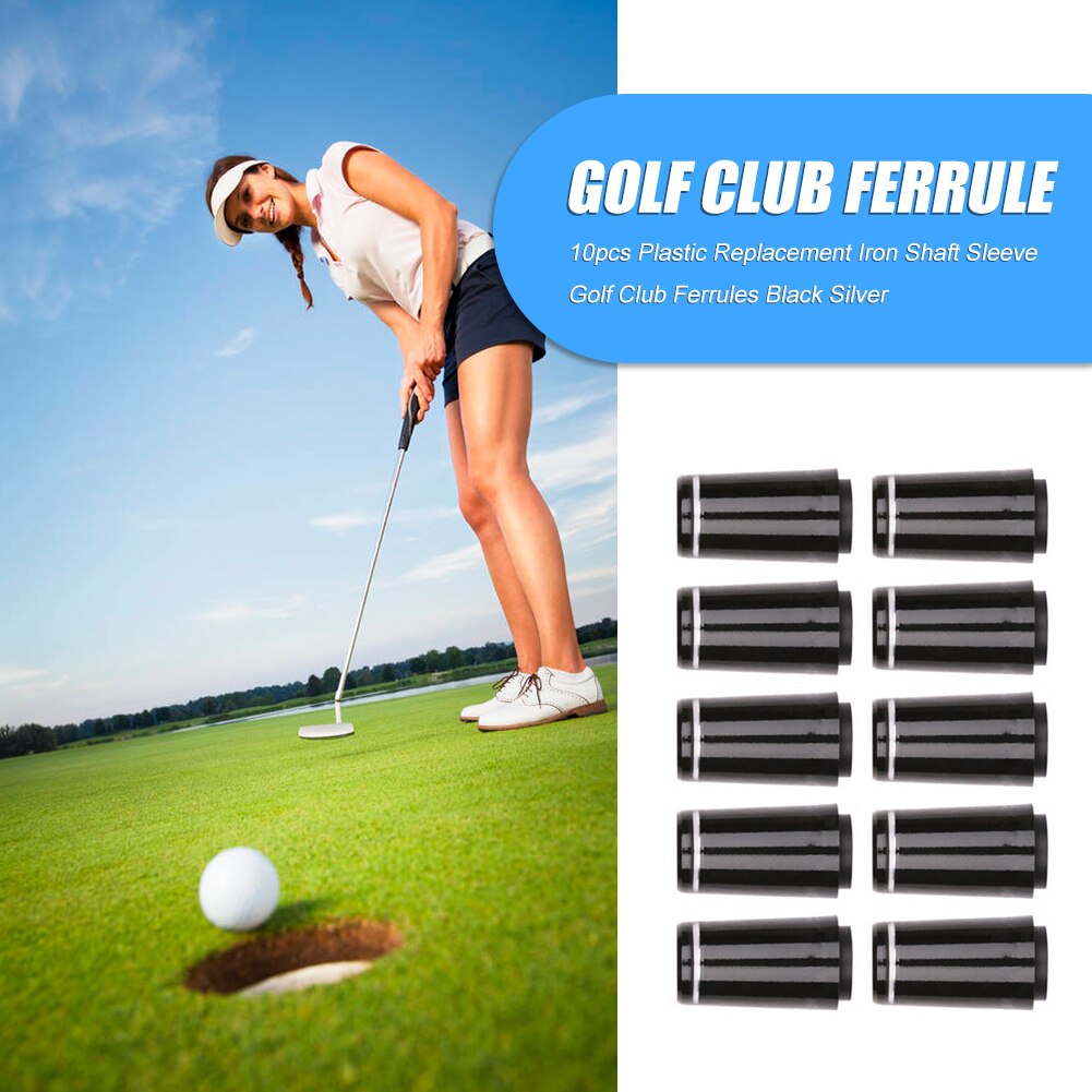 10 st/lot plast golfklubbor byte av järnaxelhylsa adapter passar för 355/370 kaliber golftillbehör svart