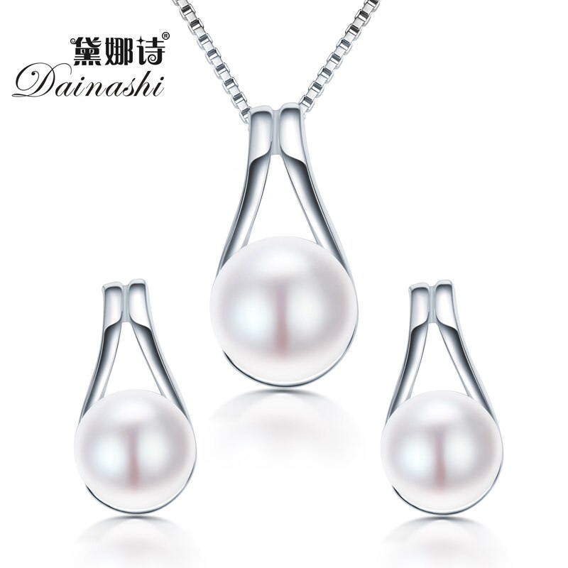 Dainashi 925 Sterling Zilver Water Hanger & Ketting Oorbellen Real Natuurlijke Parel SIERADEN Voor vrouwen Party Accessoires Sets