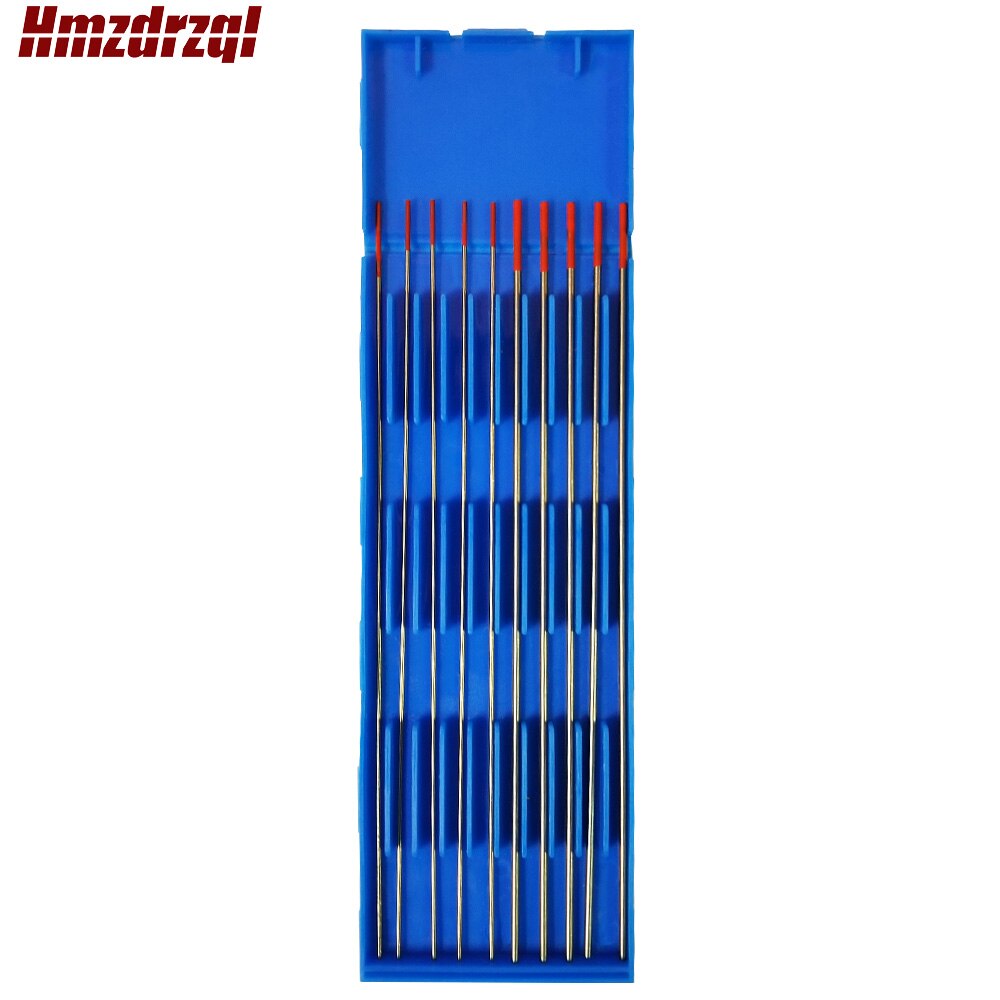 Electrodo de tungsteno toriado, cabeza de tungsteno, aguja de Color rojo, 10 unidades, WT20 1,0/1,6/2,0/2,4/3,0/3,2/4,0/150mm x 1/16mm