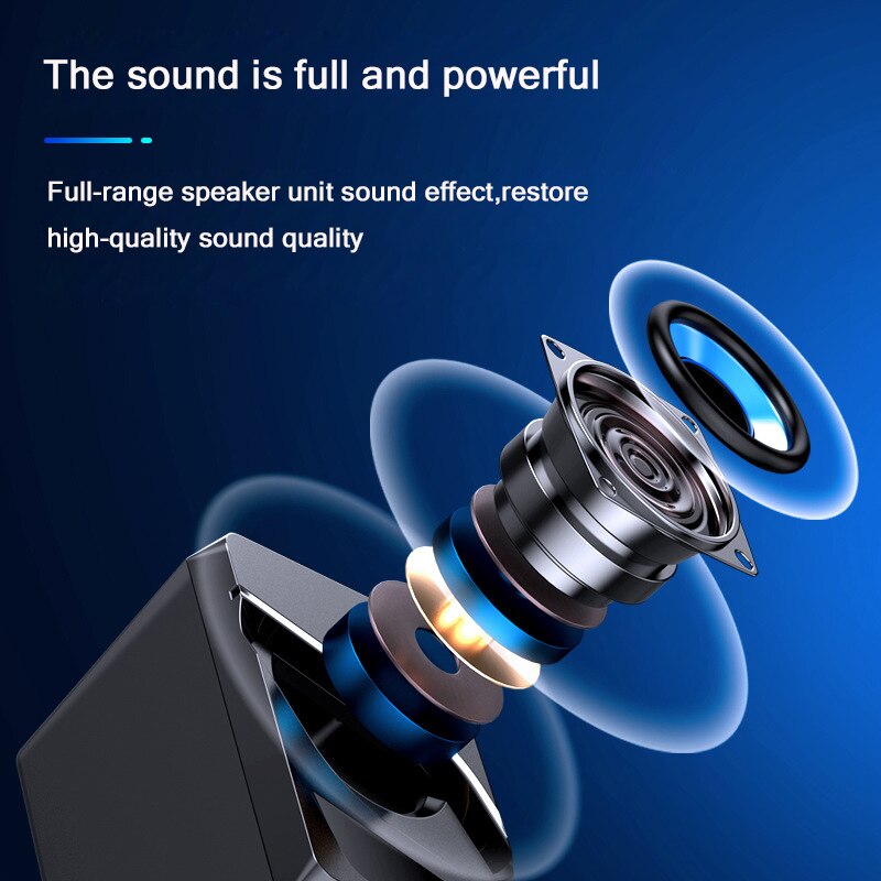 Computer Speakers USB Powered 1.4m Wired 1 Pair Bass Diaphragm Speakers for Laptop Desktop Phone 3W*2 Powerful Loudspeaker