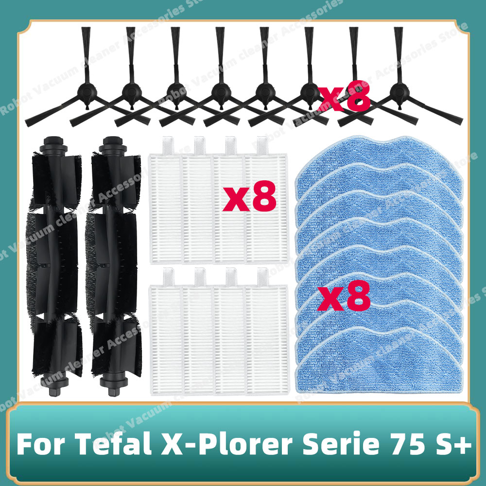 Compatibel Voor Tefal Rowenta X-plorer Serie 75S RR8577WH/75S + RG8597W Roller Belangrijkste Zijborstel Hepa Filter Mop doek Onderdelen: Rood
