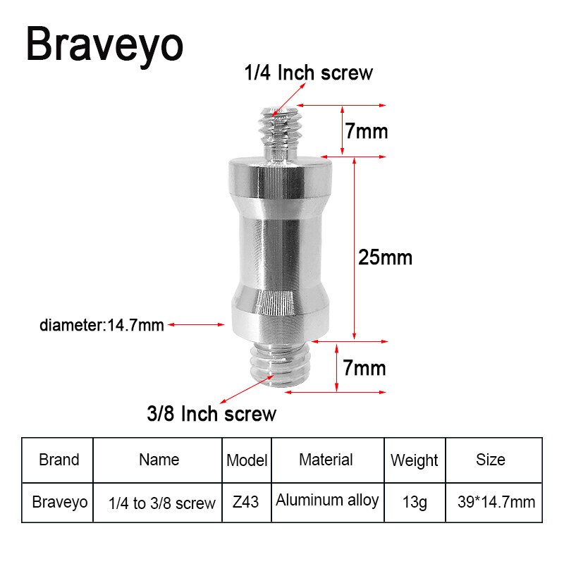 Konverteringsskrue 1/4 to 3/8 m8 m6 skruer blitzstativ kuglehoved monopod adapter skrue fotograferingstilbehør til spejlreflekskamera stativ: Sølv