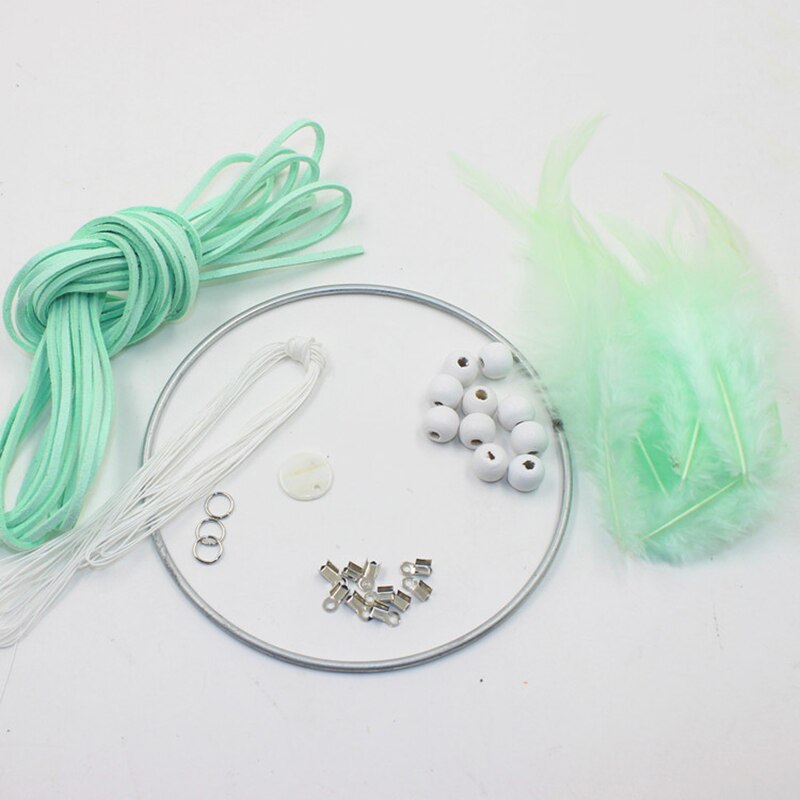 Kit de accesorios de atrapasueños DIY, decoración colgante de pared para el hogar para niños, artesanal: Green