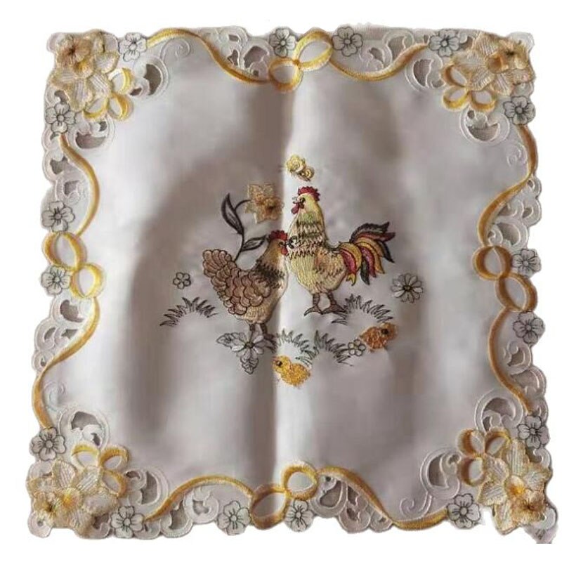 Mantel Individual de encaje bordado con forma de huevo de gallina, posavasos para mesa, posavasos, té de Pascua, accesorios de cocina