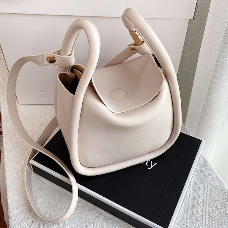 Sacos de balde de couro do plutônio da cor sólida para as mulheres 2020 verão simples senhoras crossbody ombro bolsas senhora sacos da forma