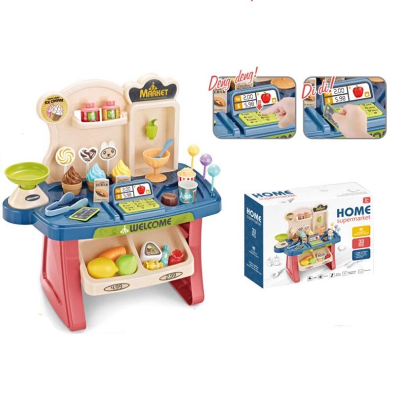 Giocattoli per cassiere per bambini supermercato registratore di cassa finta gioca simulazione carrello della spesa negozio di alimentari carrello per gelato giocattoli