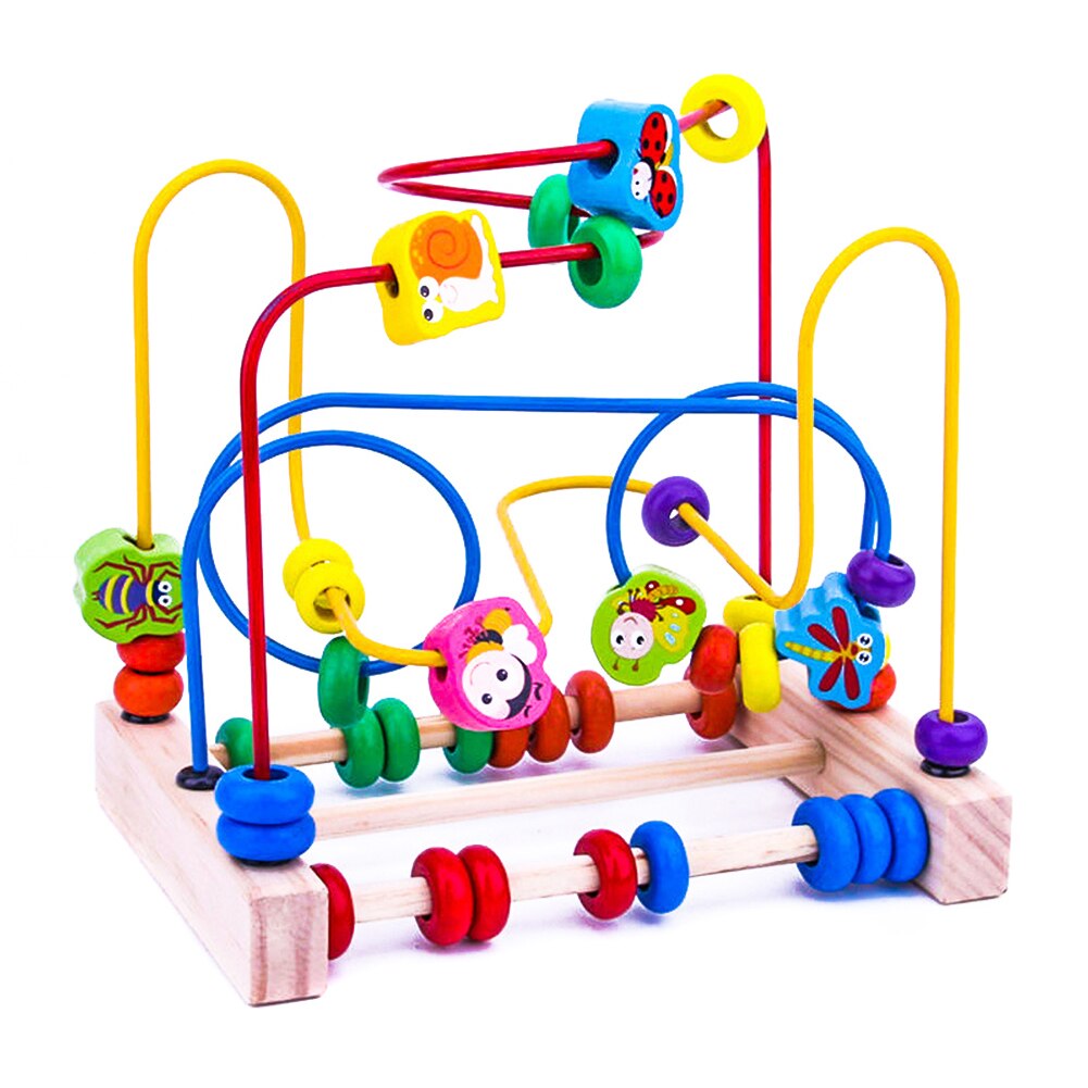 Wooden Fruits Insect Beads Maze Roller Coaster Activity Educational Abacus Beads Circle Toys AN88: 6