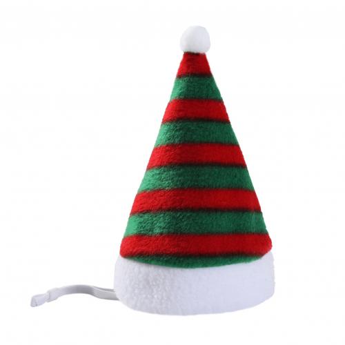 Pet Gestreepte Kerst Hoed Verstelbare Kat Cap Hond Xmas Hoofddeksels Hoofddeksels Kat Huisdier Kerst Hoed: Red   Striped