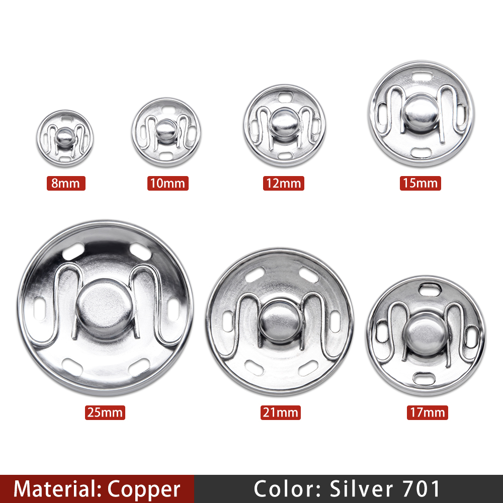 20Sets Black Silver Round Invisible Brass Metal Snap Fasteners Press Button For Shirt Suit Jacket Clasp Garment Accessories DIY: 9# / Antique Brass