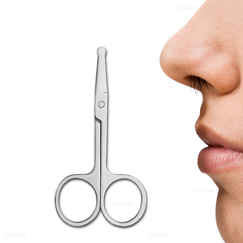 Tijera de maquillaje de acero inoxidable para cejas, pestañas, pelo de nariz, tijera afilada, Punta curva, pequeña, 1 pieza