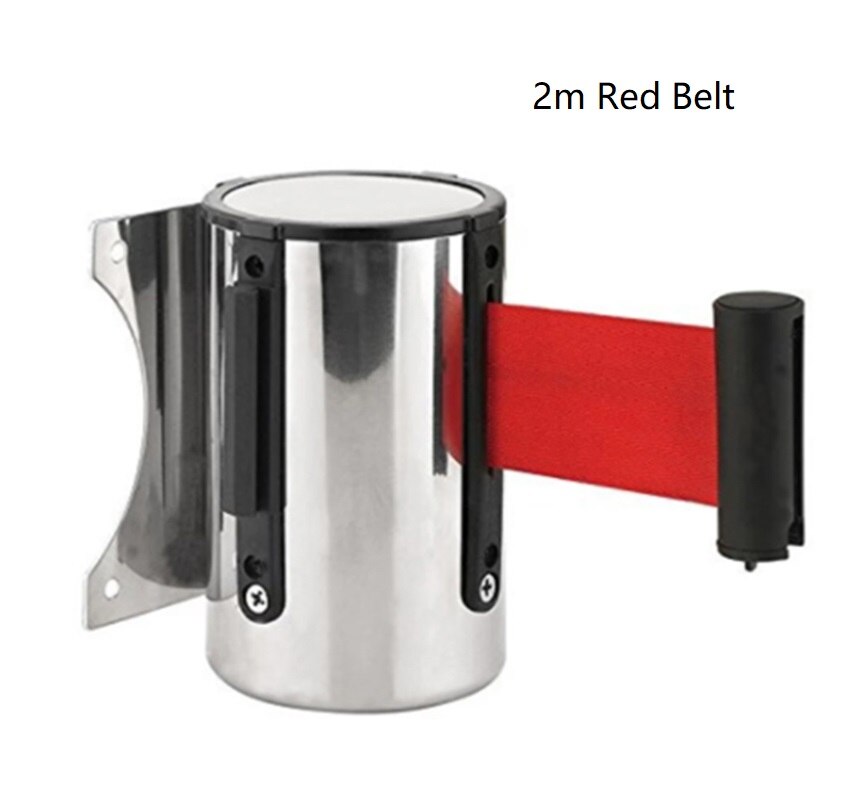 Stainless Steel Retractable Belt Wall Mount Ribbon Barrier Tape Crowd Control Outdoor Sport Stanchion Queue 2m/3M/5m