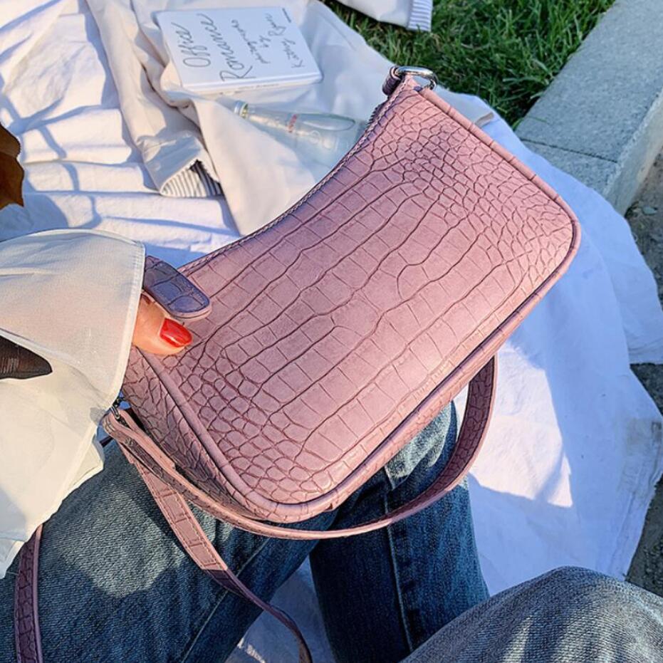 Lilla liten steinmønster pu skinn skuldervesker for kvinner sommerreise crossbody håndvesker dame cross body bag