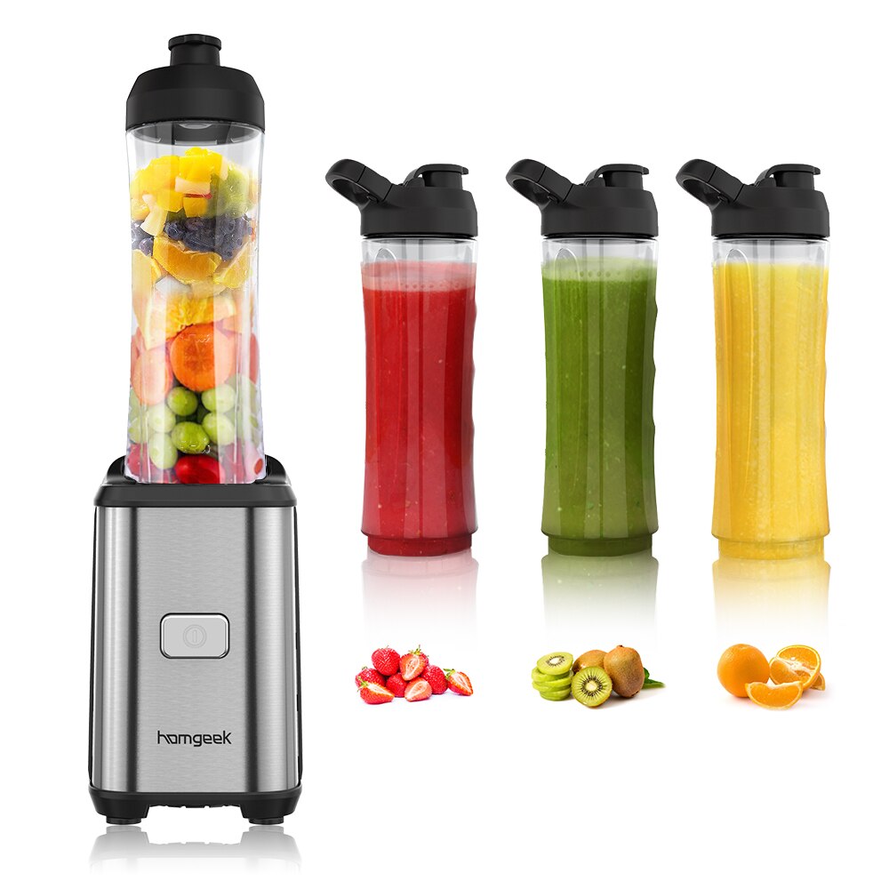 Homgeek Mini 350W de frutas y verduras Extractor de jugo de un solo servicio licuadora batidora procesador de alimentos mezcladoras viajes deporte tazas