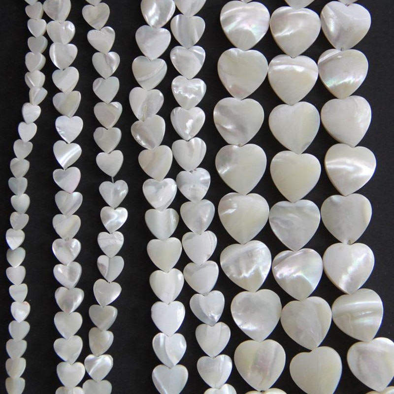 20Pcs Natural White Shell Pearl Heart Shape Beads for Jewelry Making DIY Bracelet Necklaces Jewelry DIY Craft For Female