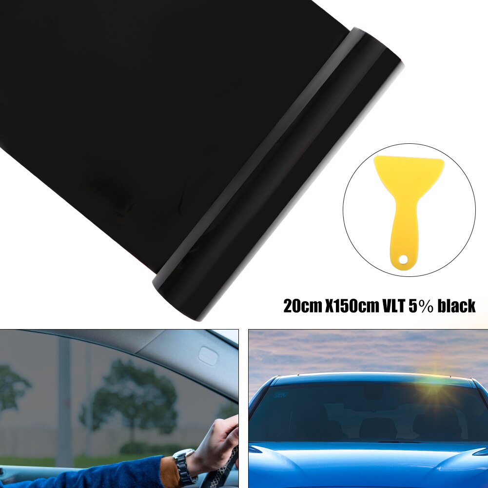 20cm X 150cm Solar Film for Car Windscreen Black Clear Solar Film Anti-UV Sun Sunshade Car Accessories