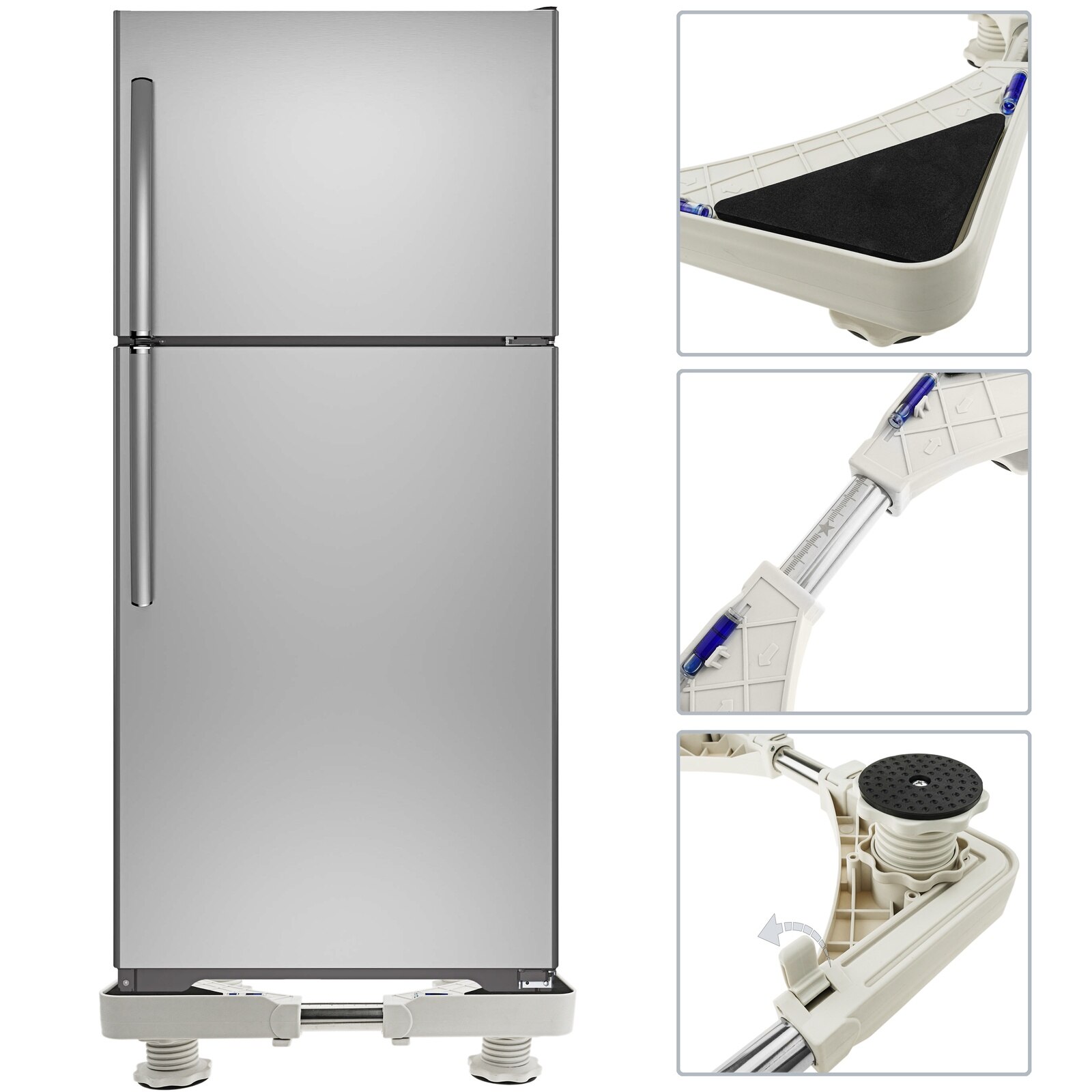 PrimeMatik - Soporte elevador antivibración para lavadora, secadora, nevera y aire acondicionado 150 Kg 40-60 cm 38-60 cm