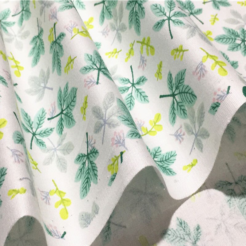 Pretty Blue Green Maple Leaf 100% Cotton Fabric 50x160cm Floral Fabric patchwork quilting bedding cushion baby cloth decor: green leaf