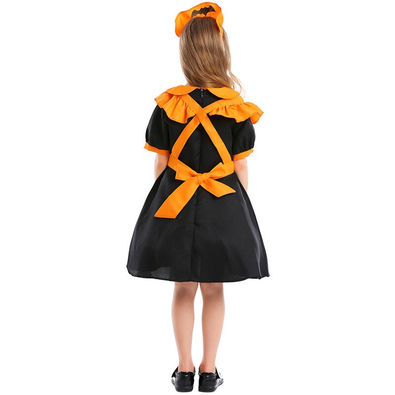 Halloween græskar kostume børn piger orange slik outfit stuepige cosplay kjole sødt barn hallowmas dress up