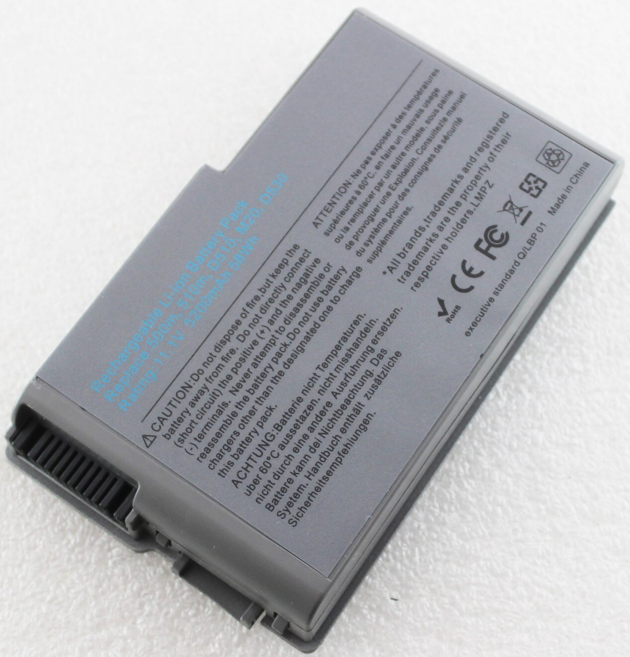 Battery for Dell Latitude D520 D500 D600 D610 D530 D505 Inspiron 500m 510m 600m C1295 Laptop 6 Cell 312-0090 451-10133 9X821