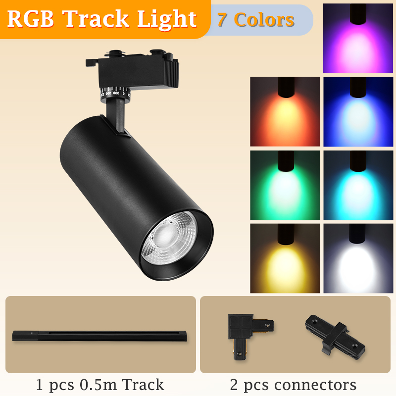 Rgb-railverlichting met led's in 7 kleuren, podiumverlichting, armatuur, plafondspot met 220v rails, led-spots, neonbar, ktv-topdecoratie, railverlichting: Lichtblauw